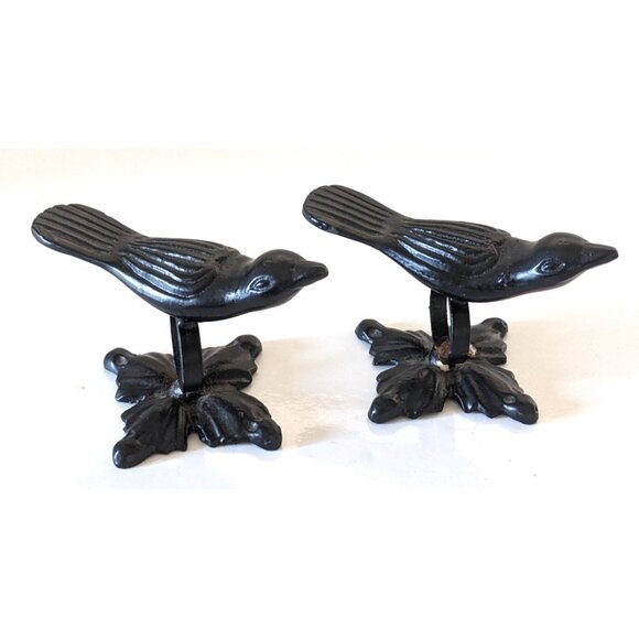 Vintage Cast Iron Bird Figurines Black Leaf Base Paperweight Decor 2.5*4" - Picture 2 of 7